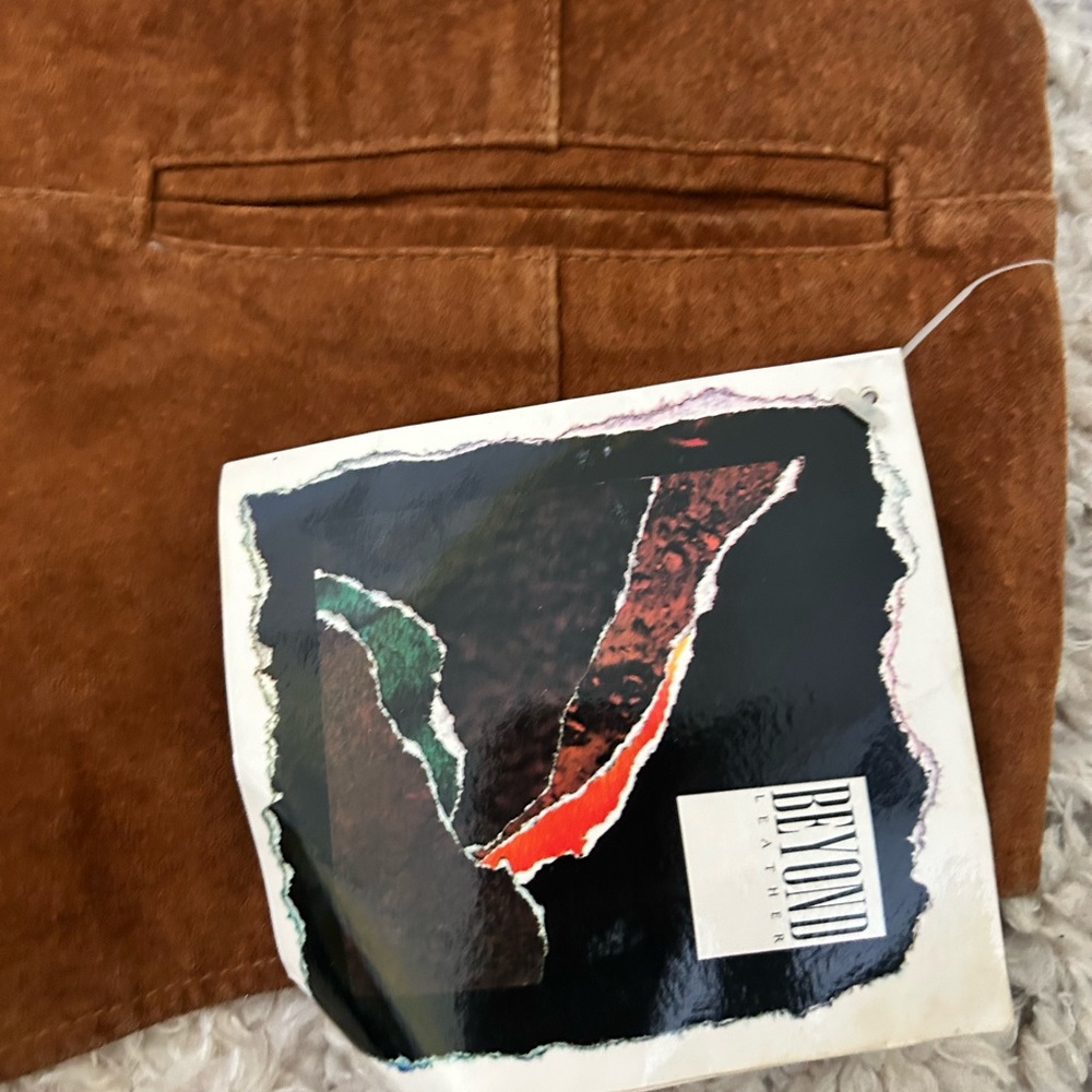 Beyond Brown Suede Button Front Vest with Orange Lining Vintage large - Picture 3 of 9
